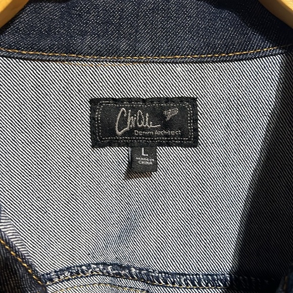 🏁 Denim vest with metal spikes and lace size large - Picture 5 of 8